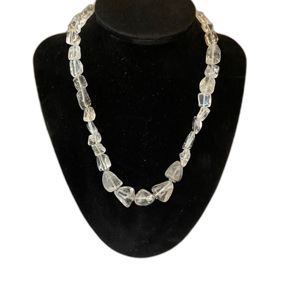 Boho Quartz Crystal Chunk Beaded Necklace 17.5 in Indie Vanguard Artsy Bohemian - Picture 2 of 7